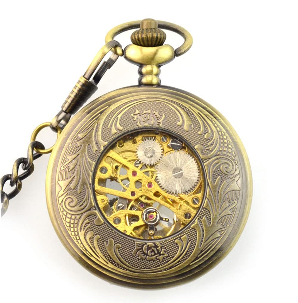 Orologio da Tasca Meccanico retrò, Numeri Arabi con Taschino con Catene for Uomo da Uomo