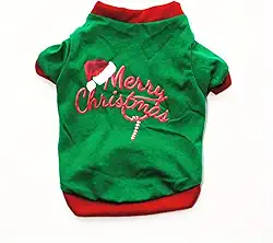 Camisetas de Natal para cães, flocos de neve, roupas para animais de estimação, Papai Noel, roupas divertidas para cães e gatos pequenos, festivais de Natal, festas - Verde-M