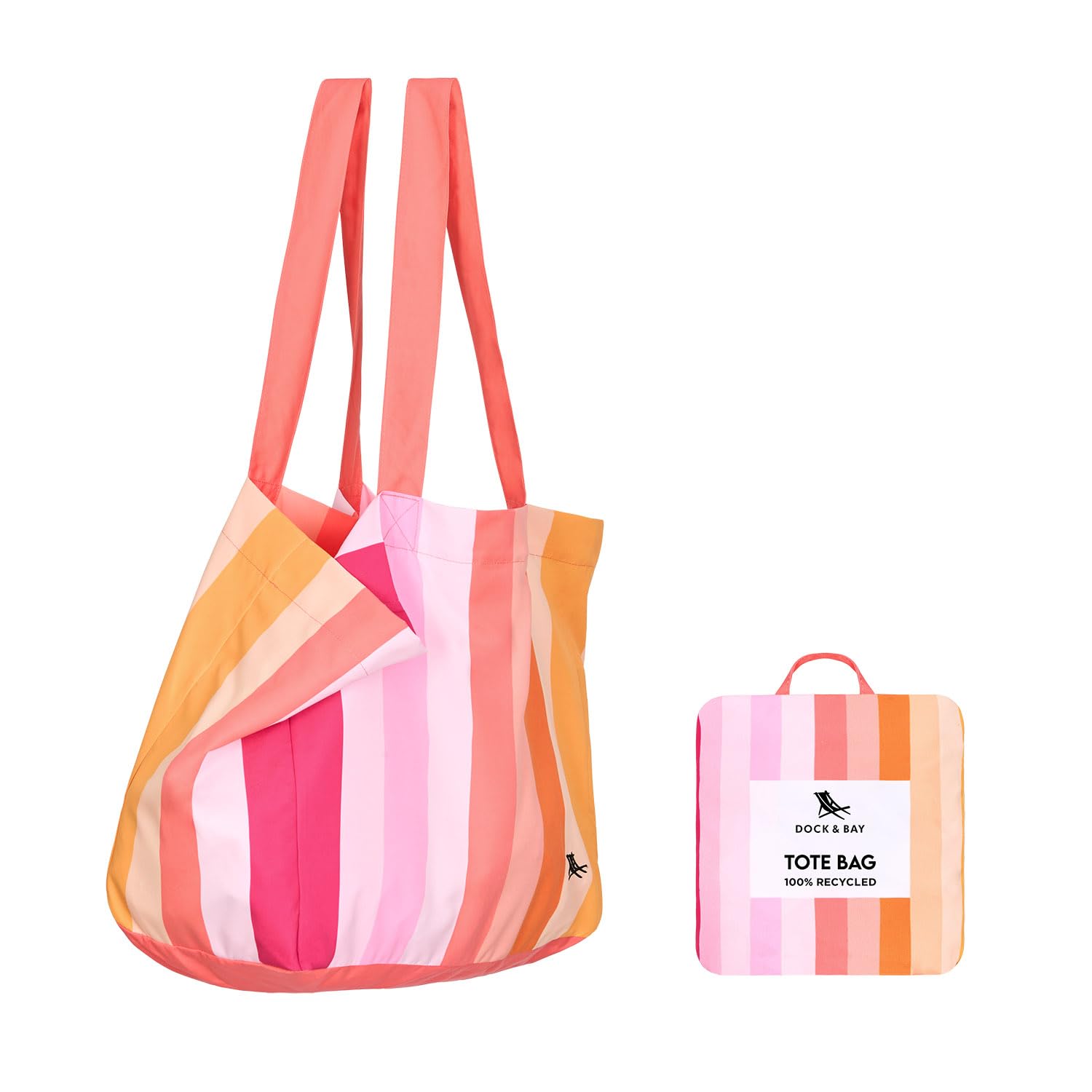Dock & Bay Everyday Beach Tote Bag - Reusable Beach Handbag & Shopping Carrier - Miami Sorbet