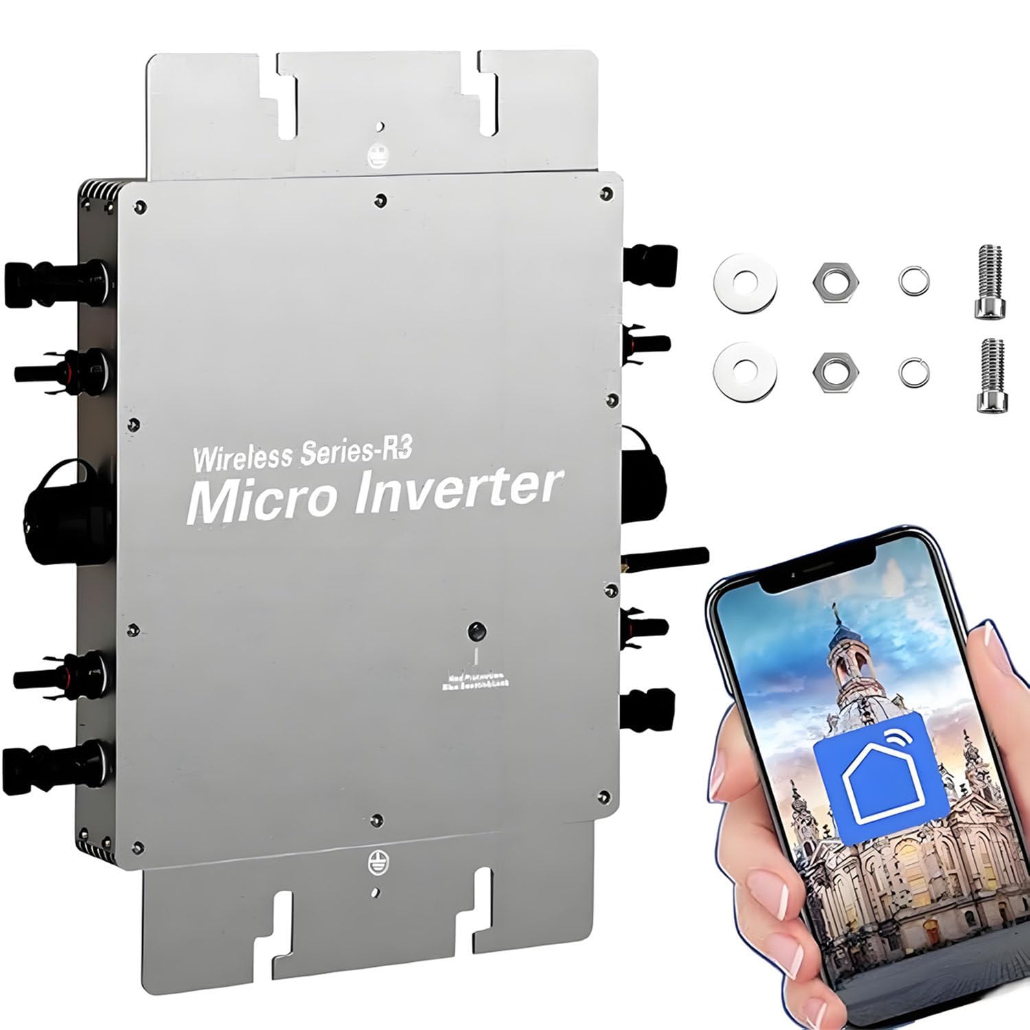 Inverter Micro Solare MPPT da 300 W/350 W/600 W/700 W/800 W/1200 W/1400 W/1600 W, convertitore Inverter di Rete Impermeabile, con Software di monitoraggio del Telefono Cellulare WiFi 1600W