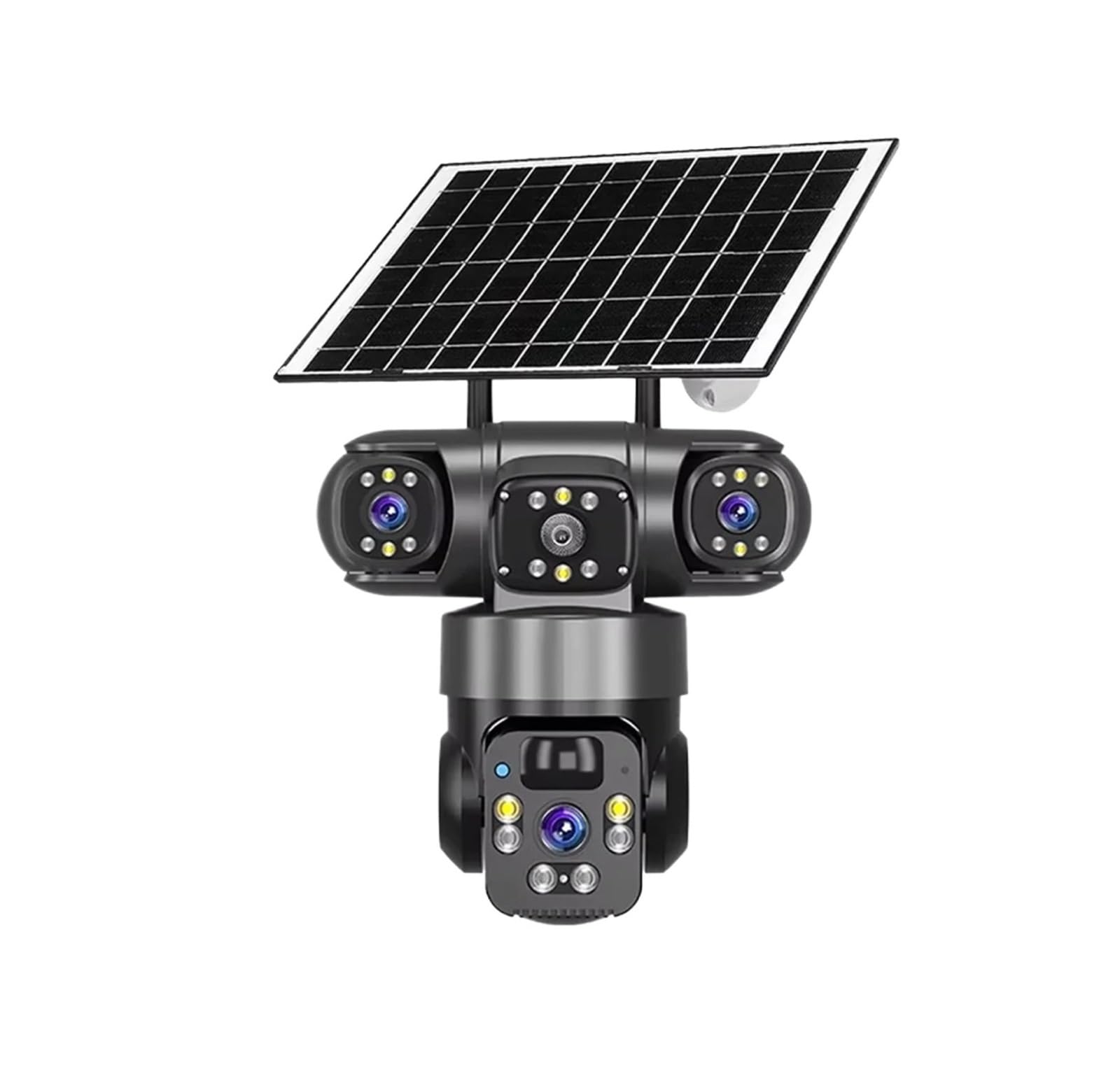 NCAEVGXRWJT 6K 4G Solar PTZ Outdoor Security Cam Three Screen Battery Powered Waterproof Surveillance Device(4G Cam 64G Card)