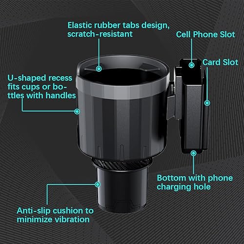 Miniatura 3 de Portavasos extraíble para automóvil, adaptador ajustable para portavasos de automóvil, almacenamiento universal, expansor, portavasos grande,