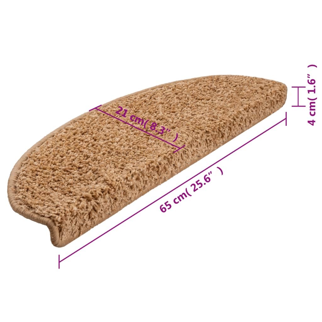 vidaXL Stufenmatten 15 STK. 65x21x4 cm Beige Halbrund Groß | Rutschfestes Design hält jeden sicher vor versehentlichen Rutschen, hat eine geräuschdämpfende Textur für leisere Treppen,
