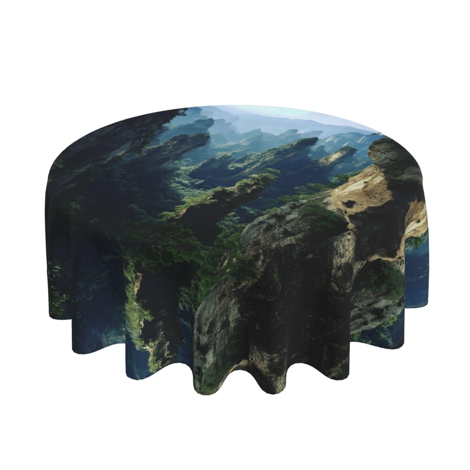 ESNAIUVCD Mountain print Round Tablecloth Waterproof Washable Wipeable Resistant Polyester Circular Table Cover for Dining Room Kitchen Indoor Outside 60"