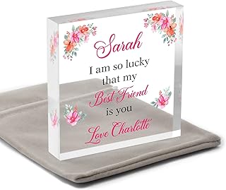 I Am So Lucky My Best Friend Is You Keepsake Gift For Friend, Personalised Friendship Gifts, Friend Birthday Christmas Gifts, Friendship Present, Friend Ornaments For Women, With Grey Bag