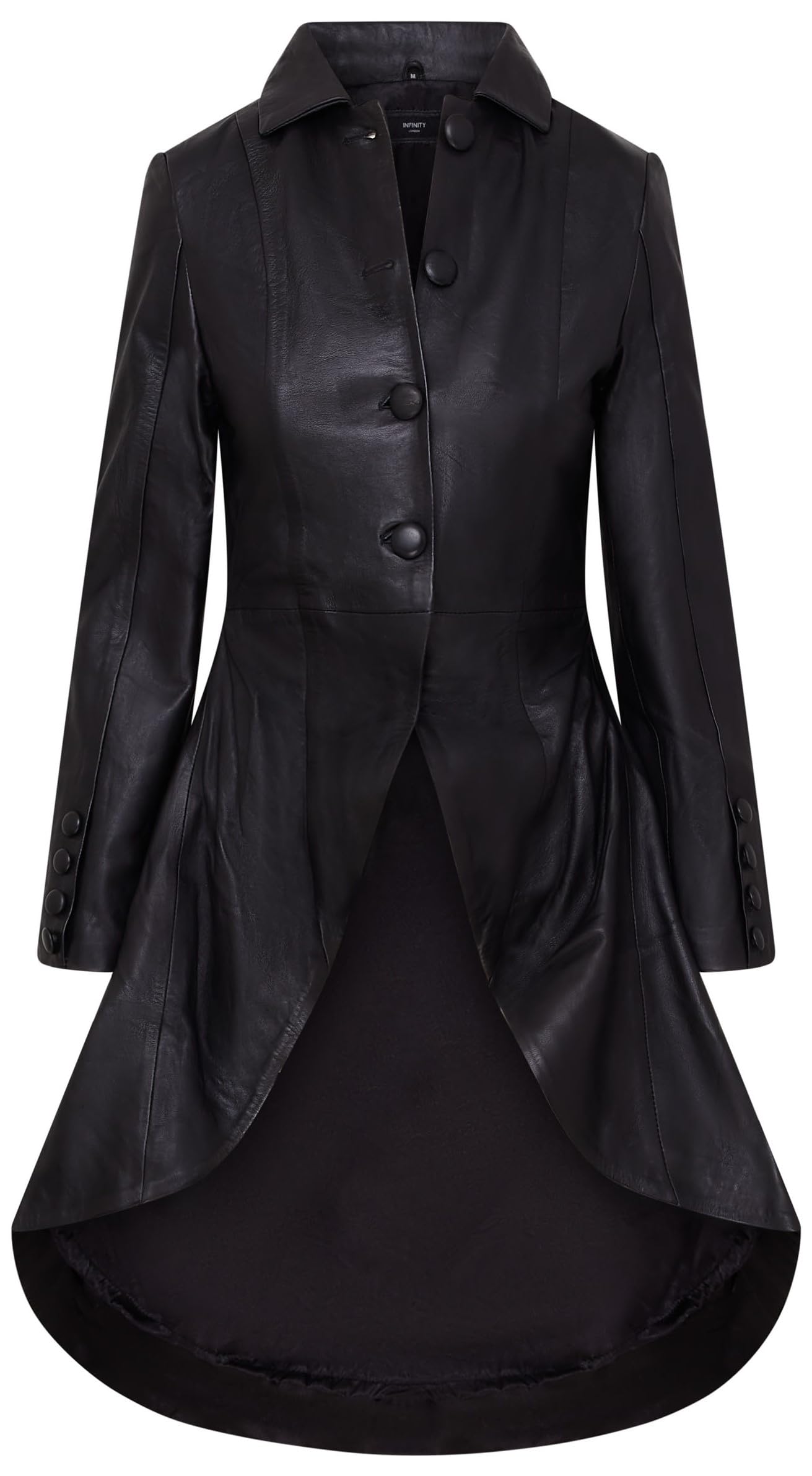 Infinity Leather Women's Black Gothic Full Length Victorian Leather Coat - Vantaa - Uk Xl/16 | Eu 42 | Us 12