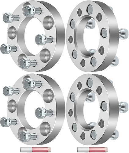 ECCPP 4 espaciadores de rueda de 1 pulgada y 5 lengüetas de 5 x 4.5 pulgadas, 5 x 114.3 pulgadas con pernos de 12 x 1.5 de 3.248 in, aptos para
