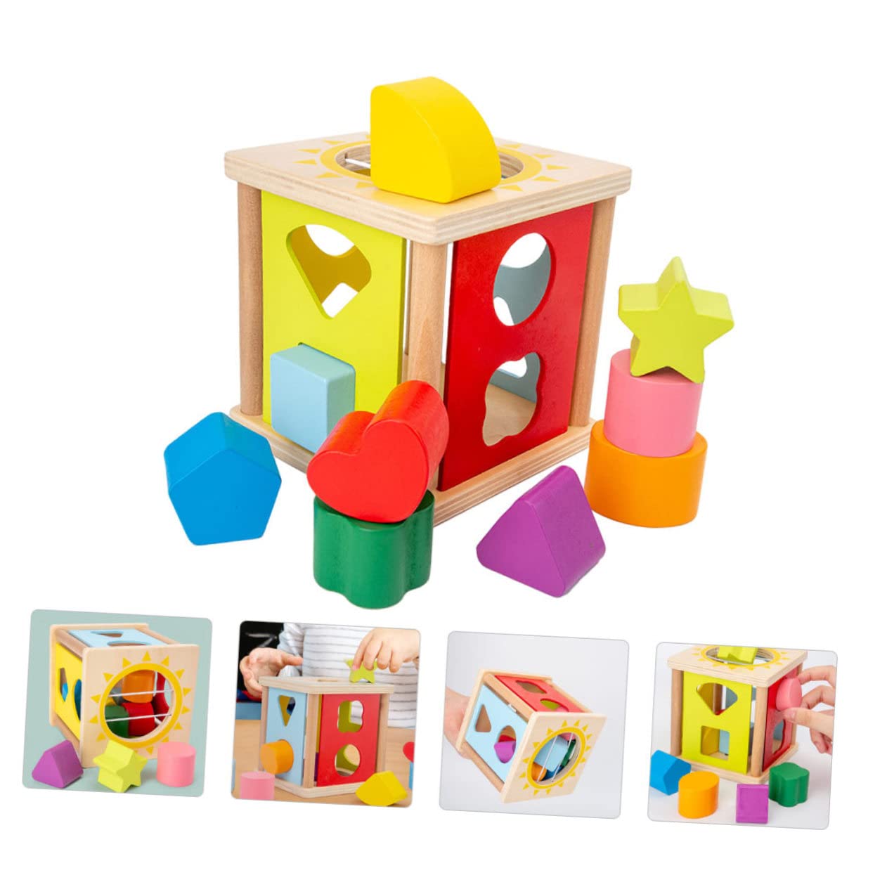 TOYANDONA Juguete de Bloques de Construcción Geométrica Caja de Inteligencia Forma de Sol y Estrella Juguete Geométrico para Preescolares de Bloques de Construcción para Educación Temprana