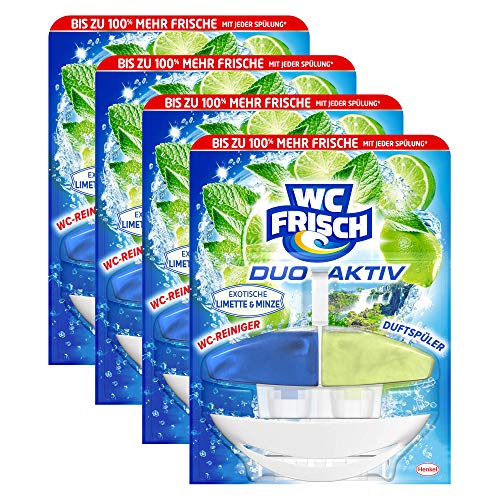 WC FRISCH Duo-Aktiv Exotische Limette & Minze, WC-Reiniger und Duftspüler, 4er Pack (4 x 1 Stück)