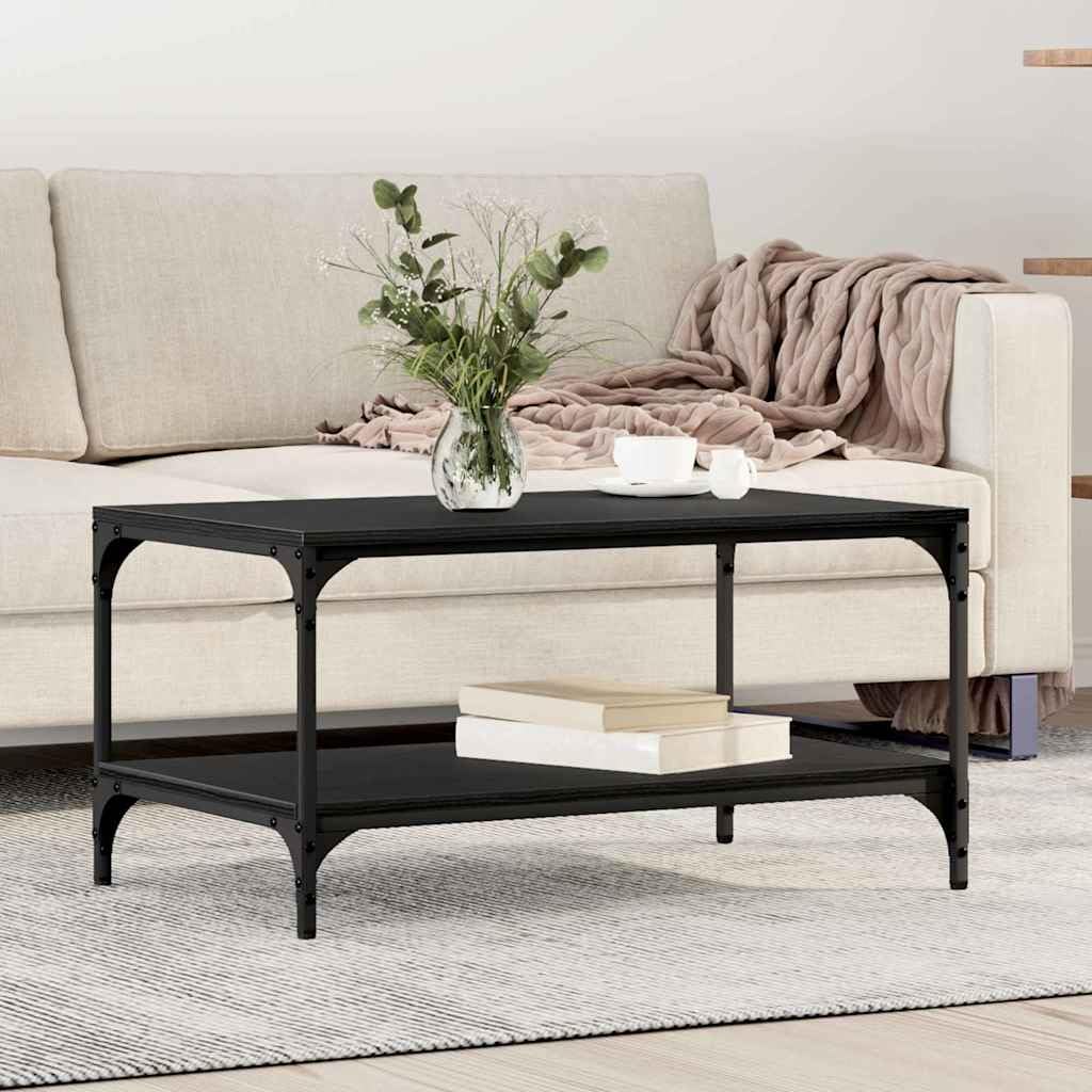 Mesa de centro con aspecto de roble negro, 81 x 50 x 40 cm, de material de madera con 1 estante, diseño moderno, resistente y duradera, para salón, oficina, pasillo