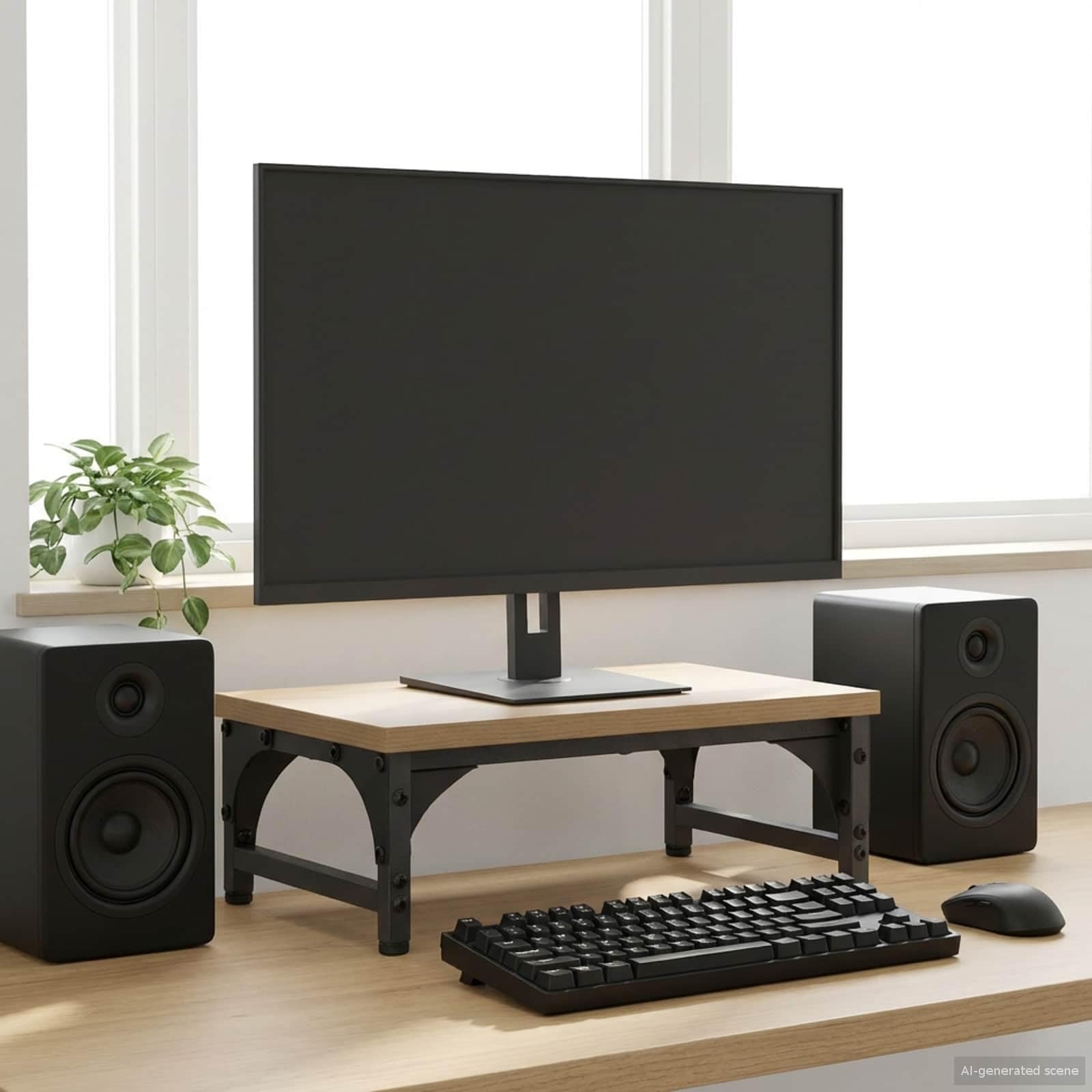 Supporto per monitor in rovere Artisan, 37 x 23 x 14 cm, regolabile in altezza, supporto ergonomico da tavolo per laptop, PC, notebook, ideale per ufficio, home office, gaming e posto di