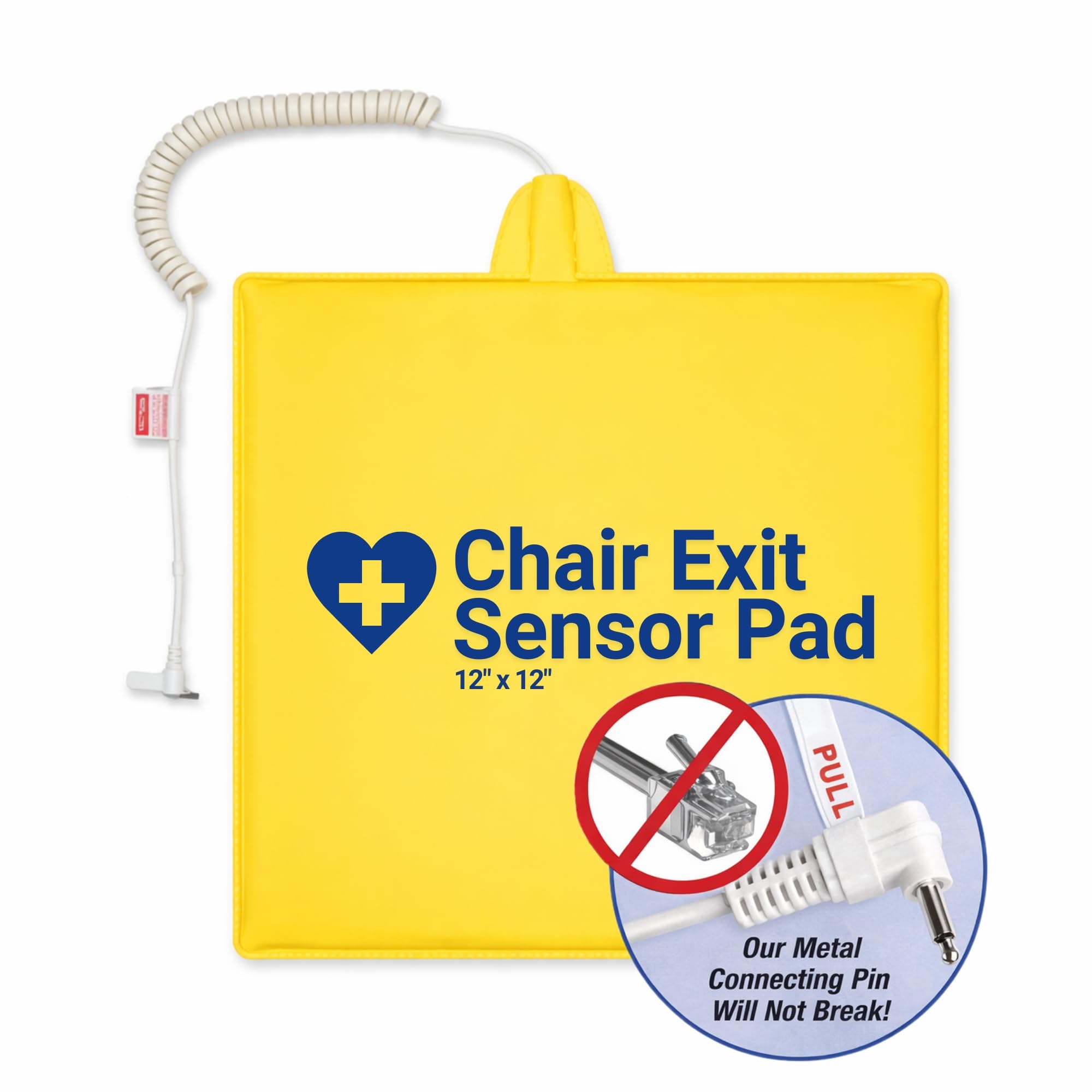 Secure Safety Solutions Allarme di uscita della sedia per la prevenzione della caduta degli anziani, allarme paziente sedia a rotelle con cuscinetto sensore 30,5 x 30,5 cm, monitor di allarme 80 dB