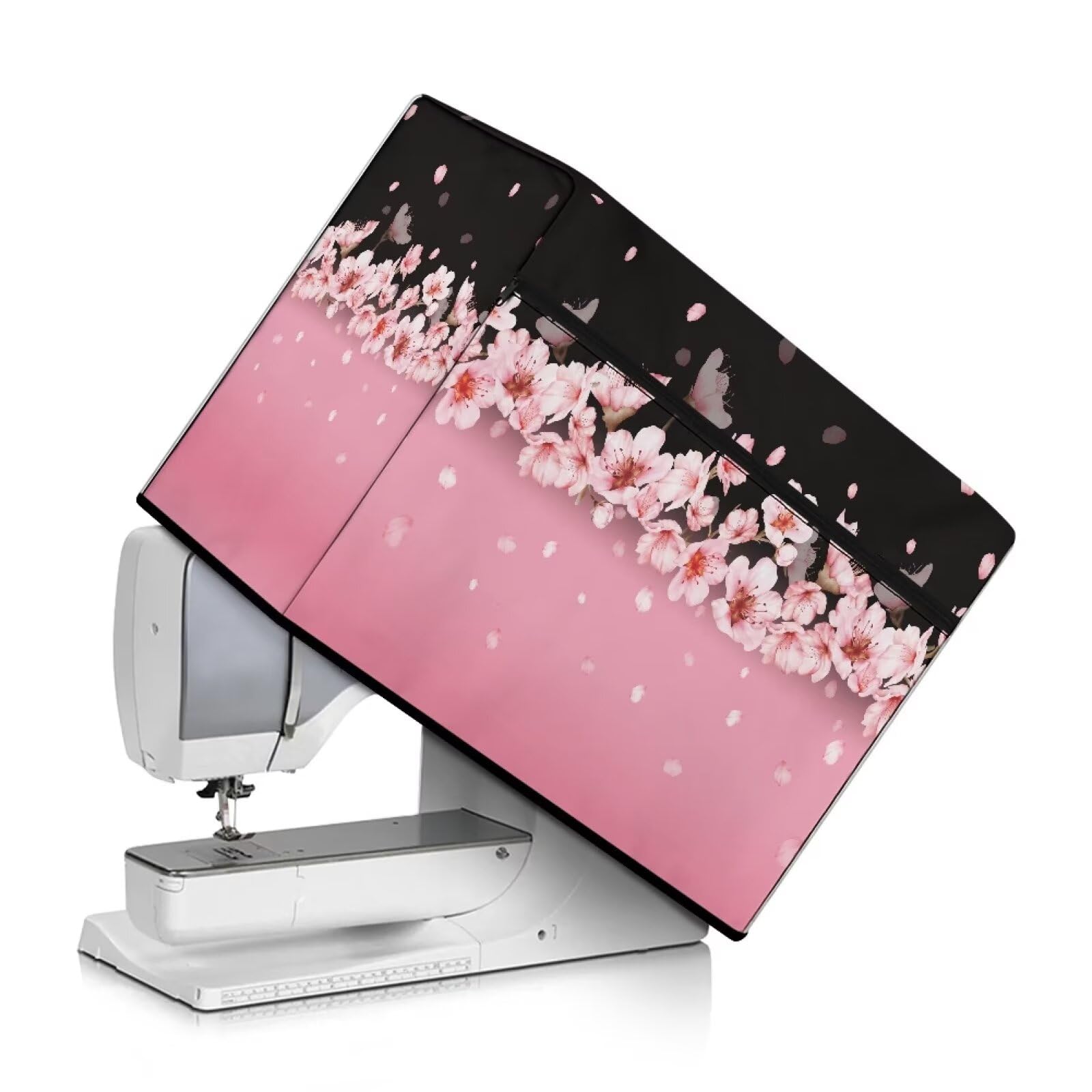 Kathyboom Women's Cherry Blossom Floral Foldable Sewing Machine Cover With Pockets,Protective Cover Sewing Machines For Most Standard Sewing Machines
