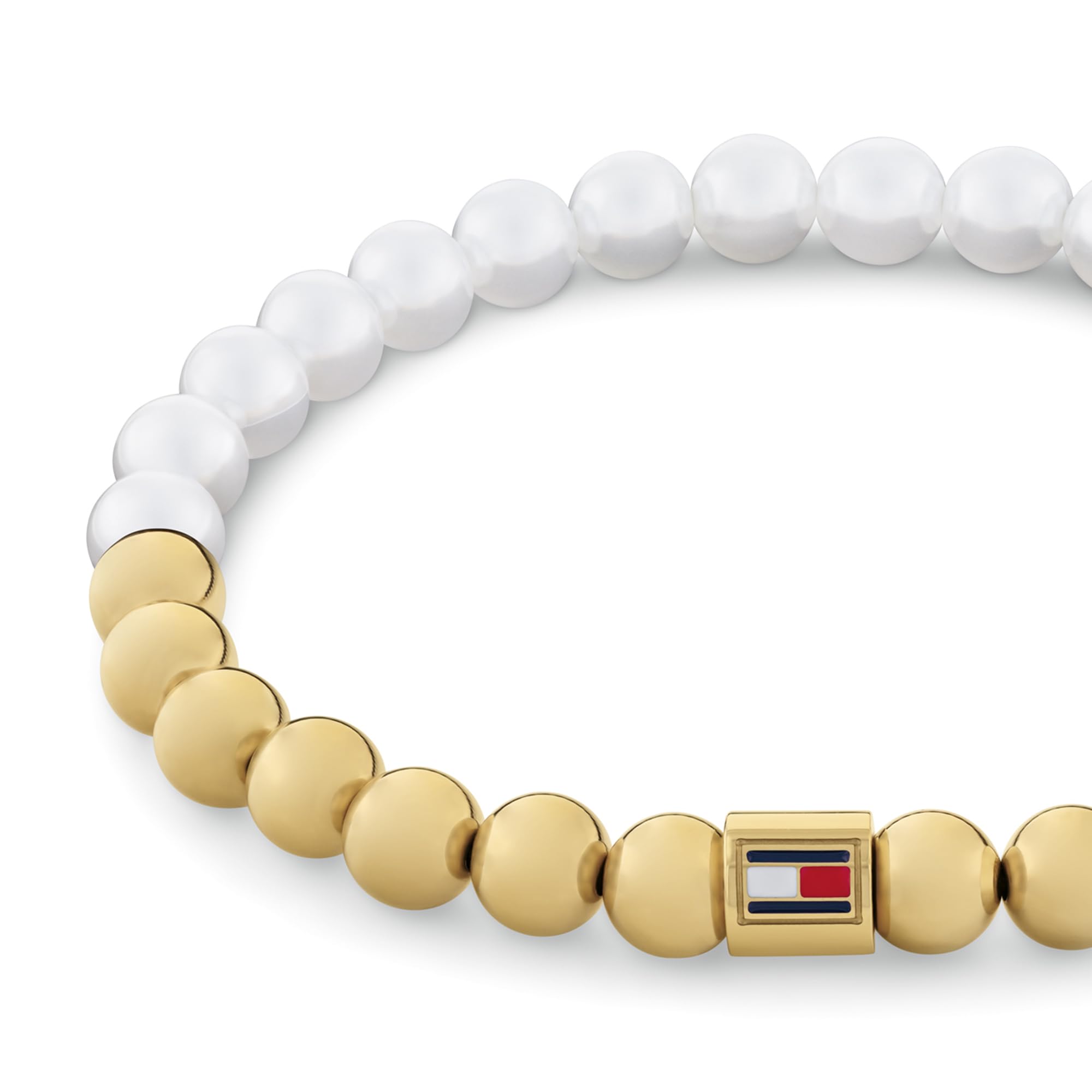 Tommy Hilfiger Jewelry Armband mit Schmuckperlen oder Creolen für Damen in Gelbgold mit Glasperlen