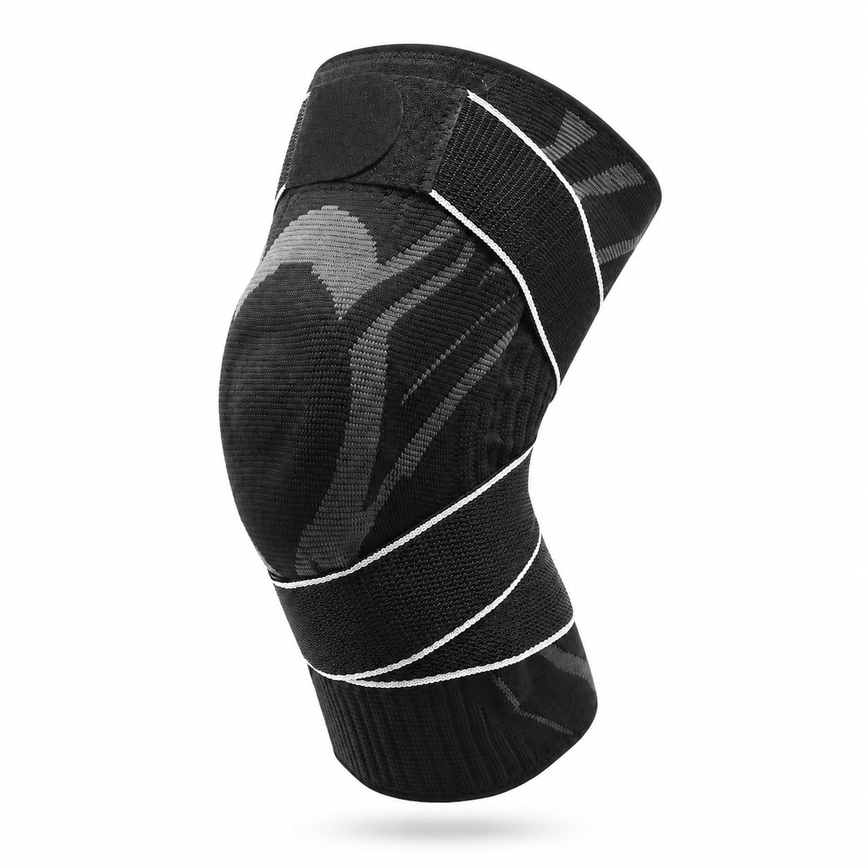 Anaconda Knee Brace Mit Drehverschluss, Einstellbare Kniebandage Mit Seitlichen Federn und Gel Patella Polster, Rutschfeste Kompressionsbandage Für Sport und Alltag (Schwarz,L)