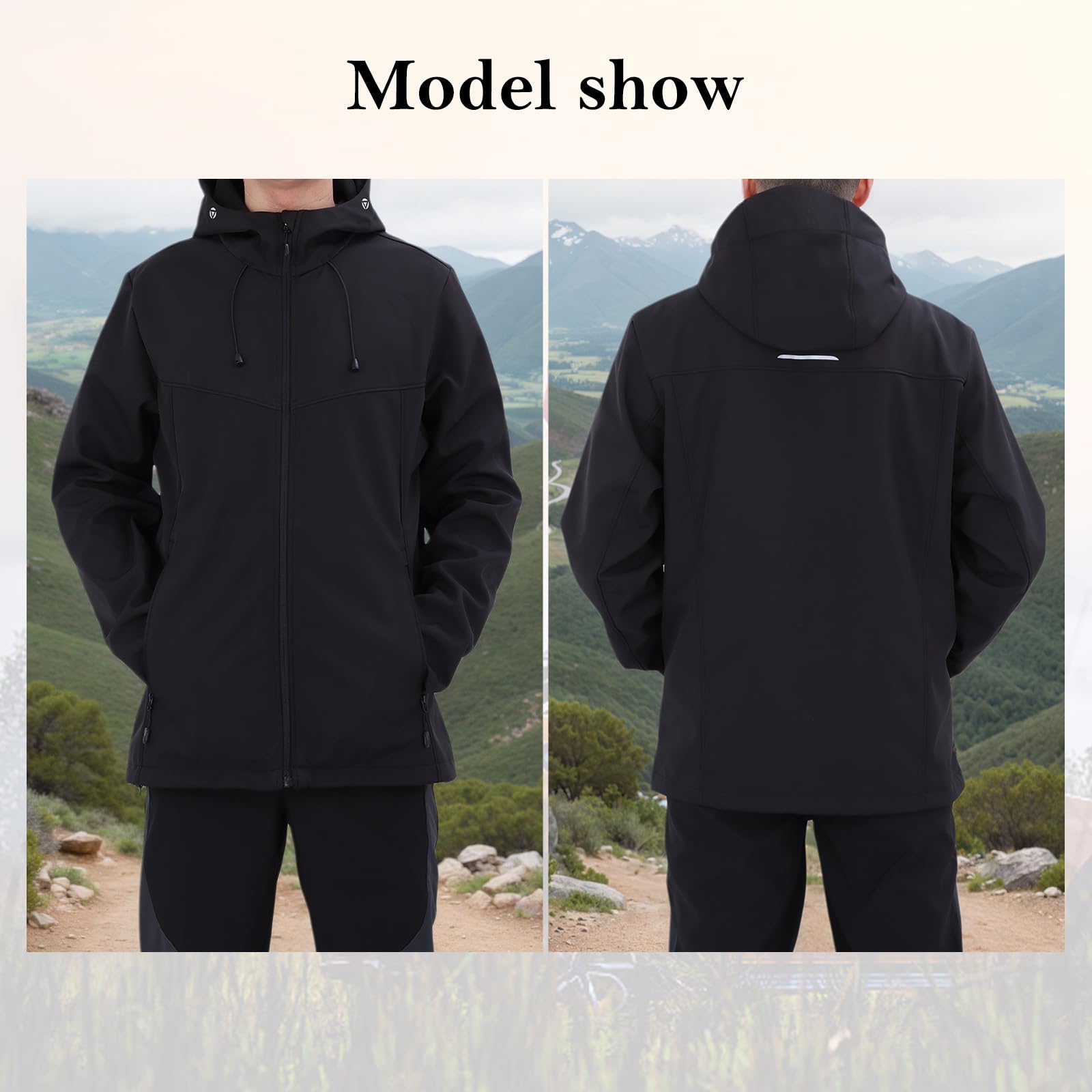 Giacca Foderata in Pile Softshell Caldo da Uomo Giacca con Cappuccio Resistente all'acqua all'aperto Giacca a Vento Casual per Passeggiate Escursionismo Campeggio
