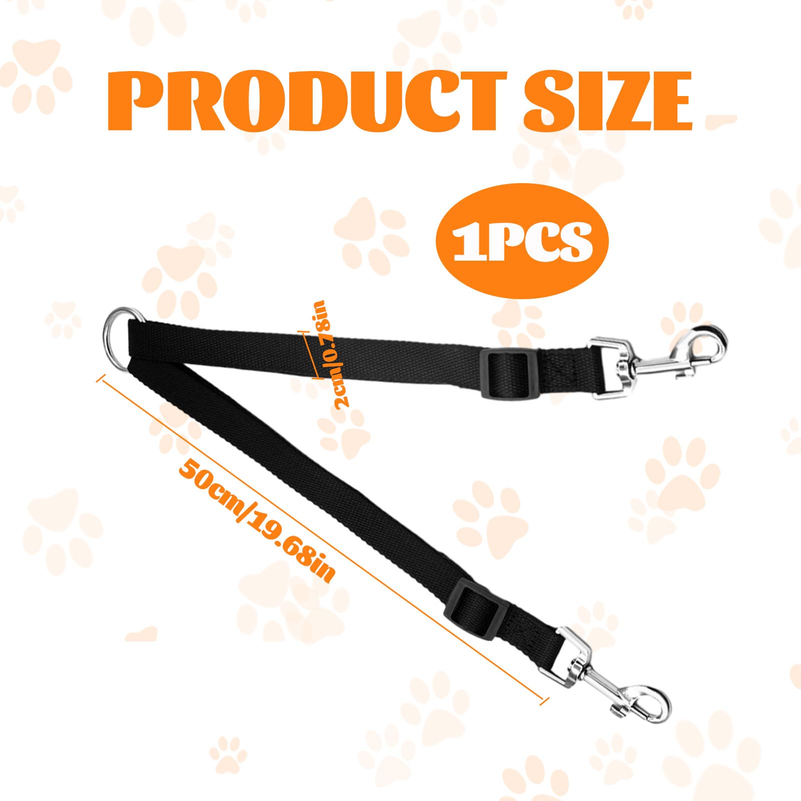 Double Ended Lead for Dogs,1 Pcs Double Lead for 2 Dogs,Adjustable Double Dog Lead,Double Ended Dog Lead for Harness,Black Double Clip Dog Lead for Harness and Collar - Image 2