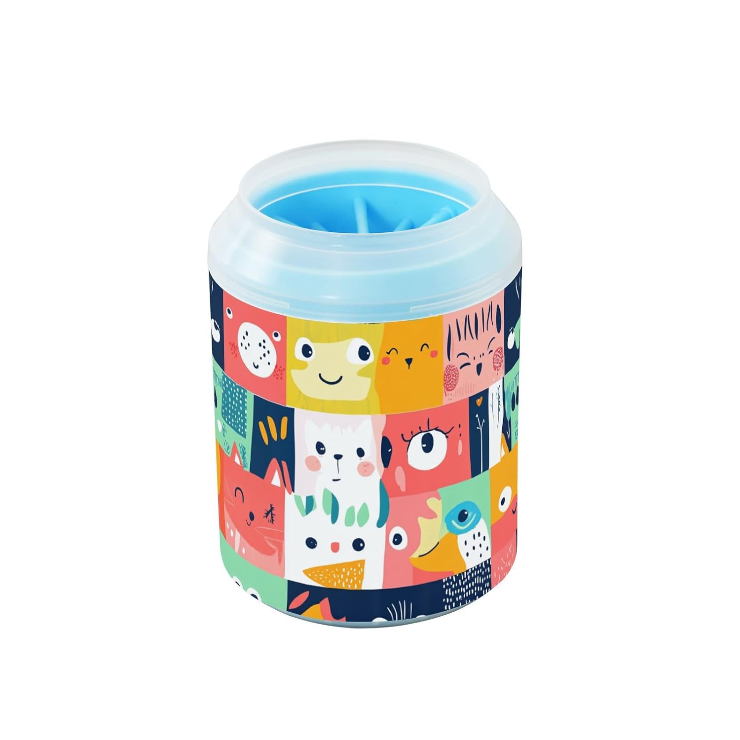 Cartoon Funny Animals Colorful Plaid Reusable Pet Foot Paws Washer Soft Silicone Brush Pets Bathing Brush for Cats Dogs