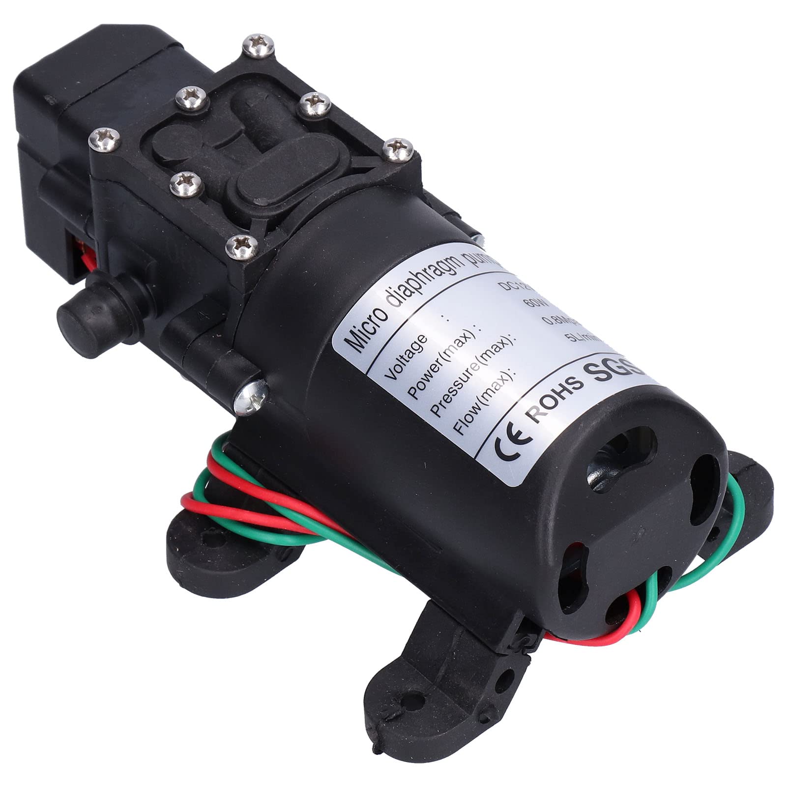 Pompe à Diaphragme 12 V, 60 W 5 L/min 0,8 MPa Pompe de Pulvérisateur Auto-amorçante à Grand Débit avec Arrêt et Démarrage Automatiques, Pompe de Surpression D'eau pour Irrigation de Jardin, Piscines