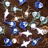 Ocean Themed Marine Life Fairy String Lights, Nautical Décor Beluga Manta Ray Sunfish Whale Shark Cute Decorative Lights USB Operated 30 LEDs 10ft for Bedroom Christmas Tree Ornaments Holiday Party