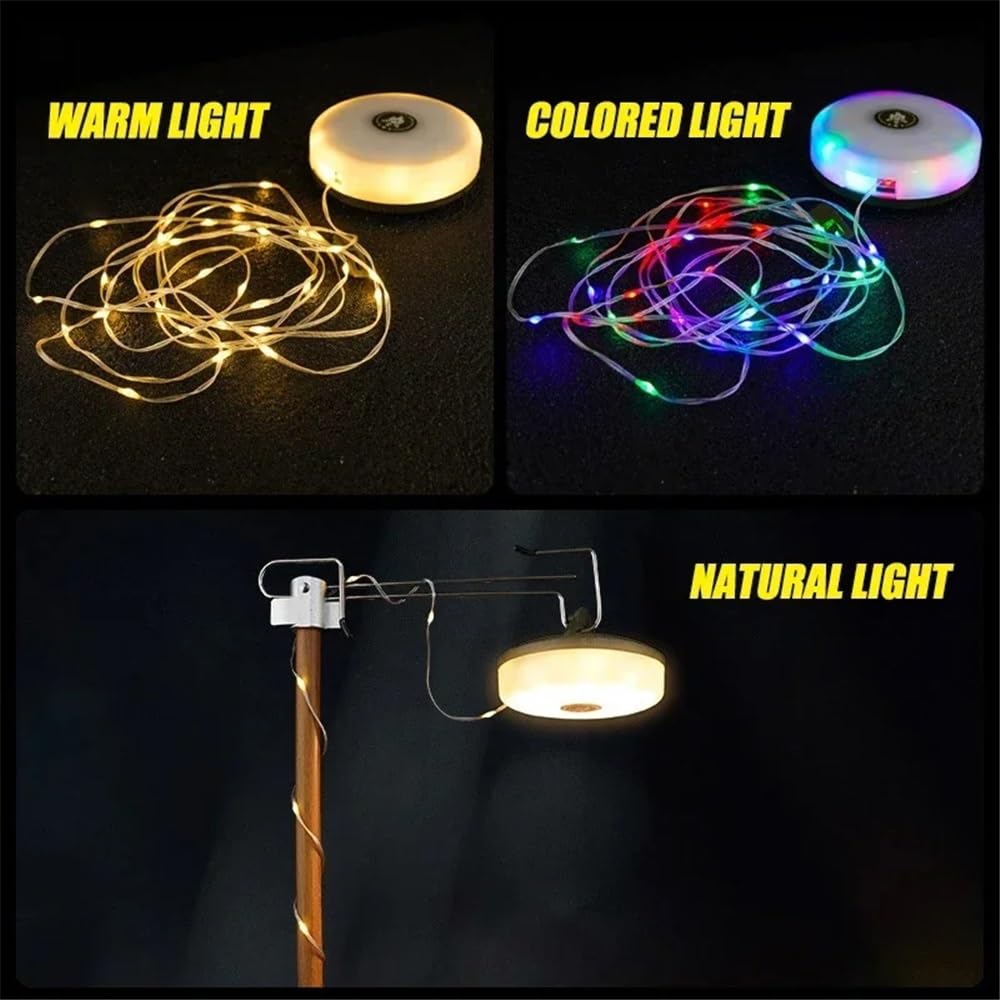 Wielofunkcyjna konstrukcja 4 w 1 Lampa kempingowa String USB Ładowana lampa zewnętrzna do namiotu Lampka dekoracyjna XTE Latarka LED z haczykiem magnetycznym