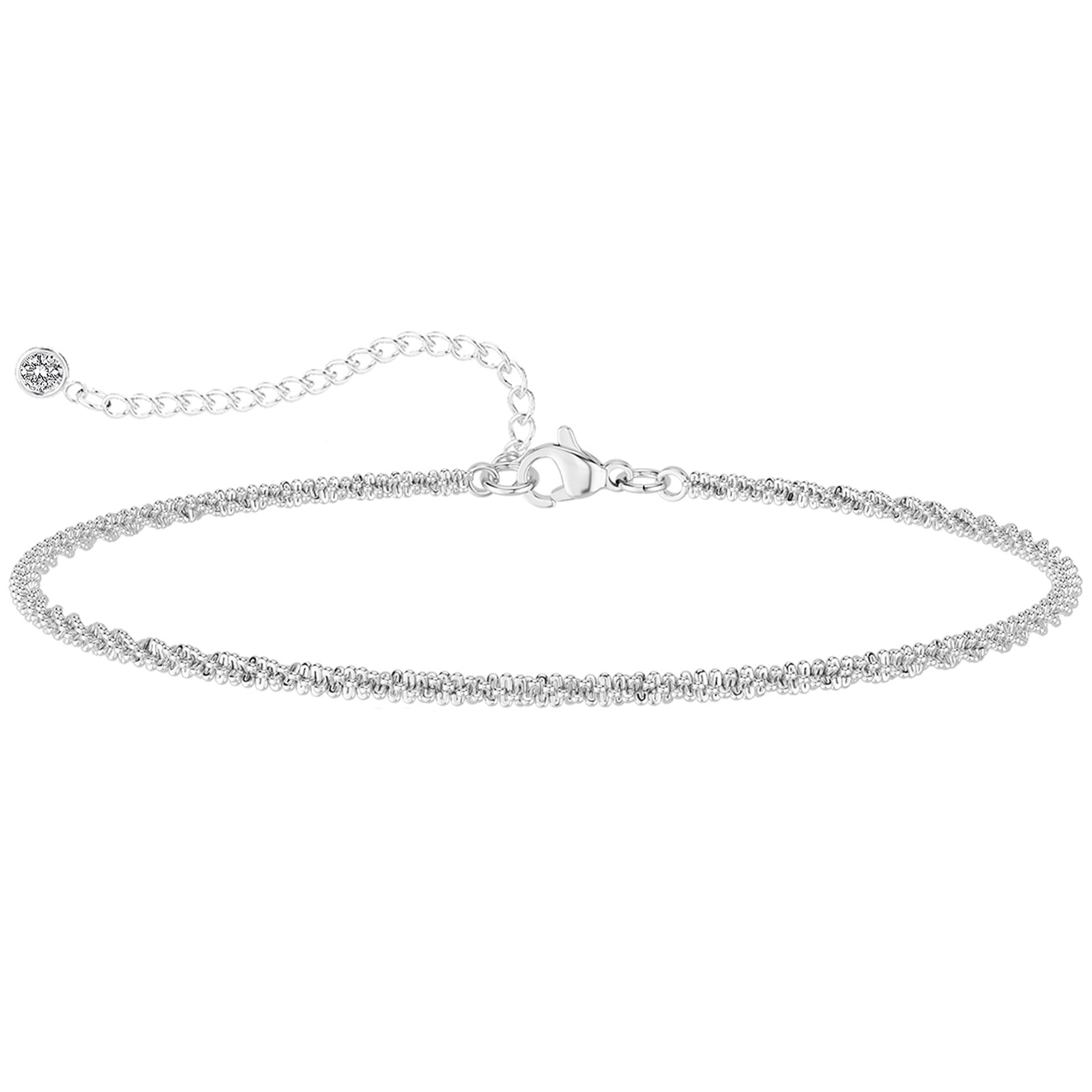 Bracelets for Women Dainty Layered Herringbone Twisted Rope Chain Bracelets Set Layering Dot CZ Leave Beaded Bracelets Dainty Cubic Zirconia Tennis Chain Bracelet Jewelry Gifts
