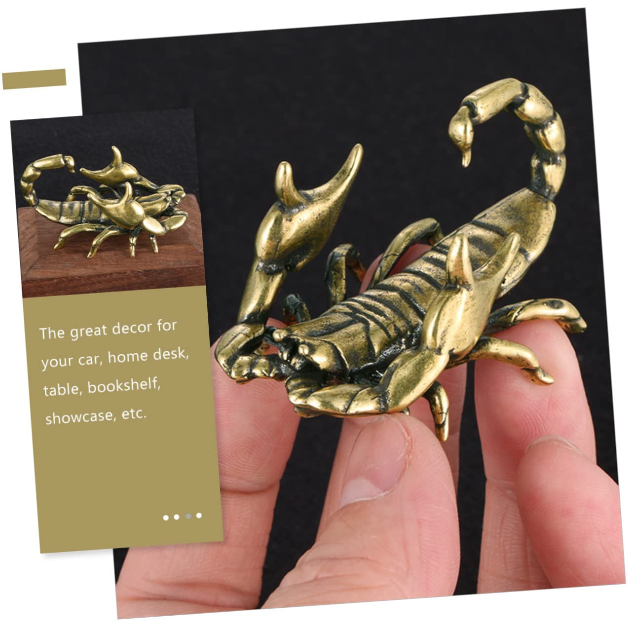 Cabilock Tiger Stiftablage 4 Stück Stift Ruhen Ornamente Zarte Stiftablage Feng-Shui-Statue Tischdekoration Feng-Shui-skulptur Stifthalter in Skorpionform -Figur Bürstenablage Golden Messing