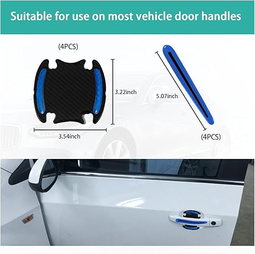 Miniatura 2 de 8 calcomanías reflectantes protectoras para manija de puerta de automóvil, fibra de carbono 3D universal, protector de pintura para manija de puerta
