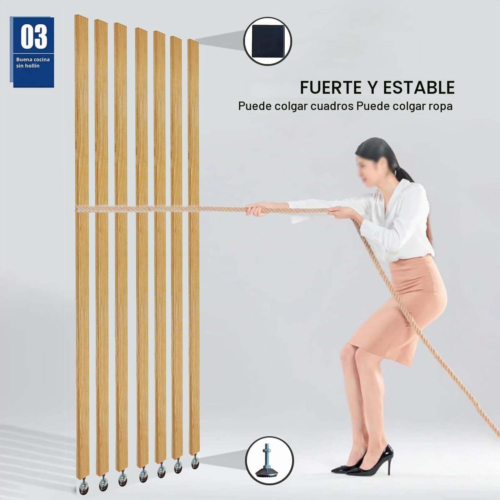 Separador de Ambientes ，Partición de Pared Separador de ambientes De Suelo a Techo Lamas ， Poste Separador Sala de Estar Sencillo， Moderno Entrada Restaurante Oficina(4 Root,100cm/39.3in/3.28ft)