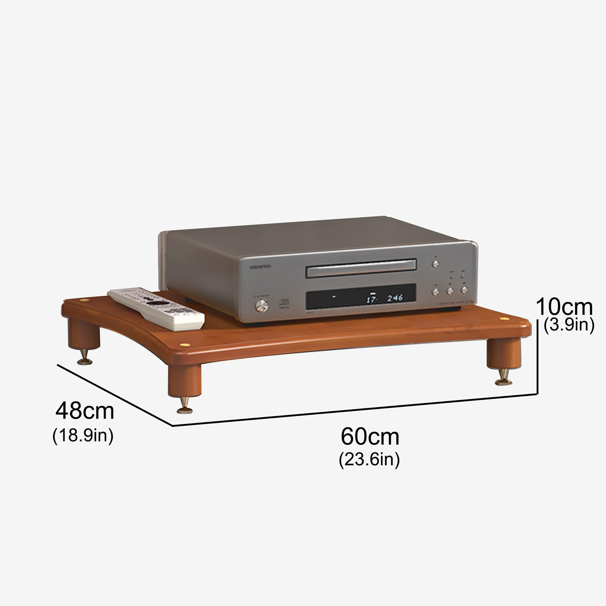 Mobile Giradischi in Legno Supporto Casse Audio HiFi Aperto Multifunzione Consolle per Jukebox Lettori Dvd Console di Gioco Accessori TV(Teak,60 * 48 * 10cm)