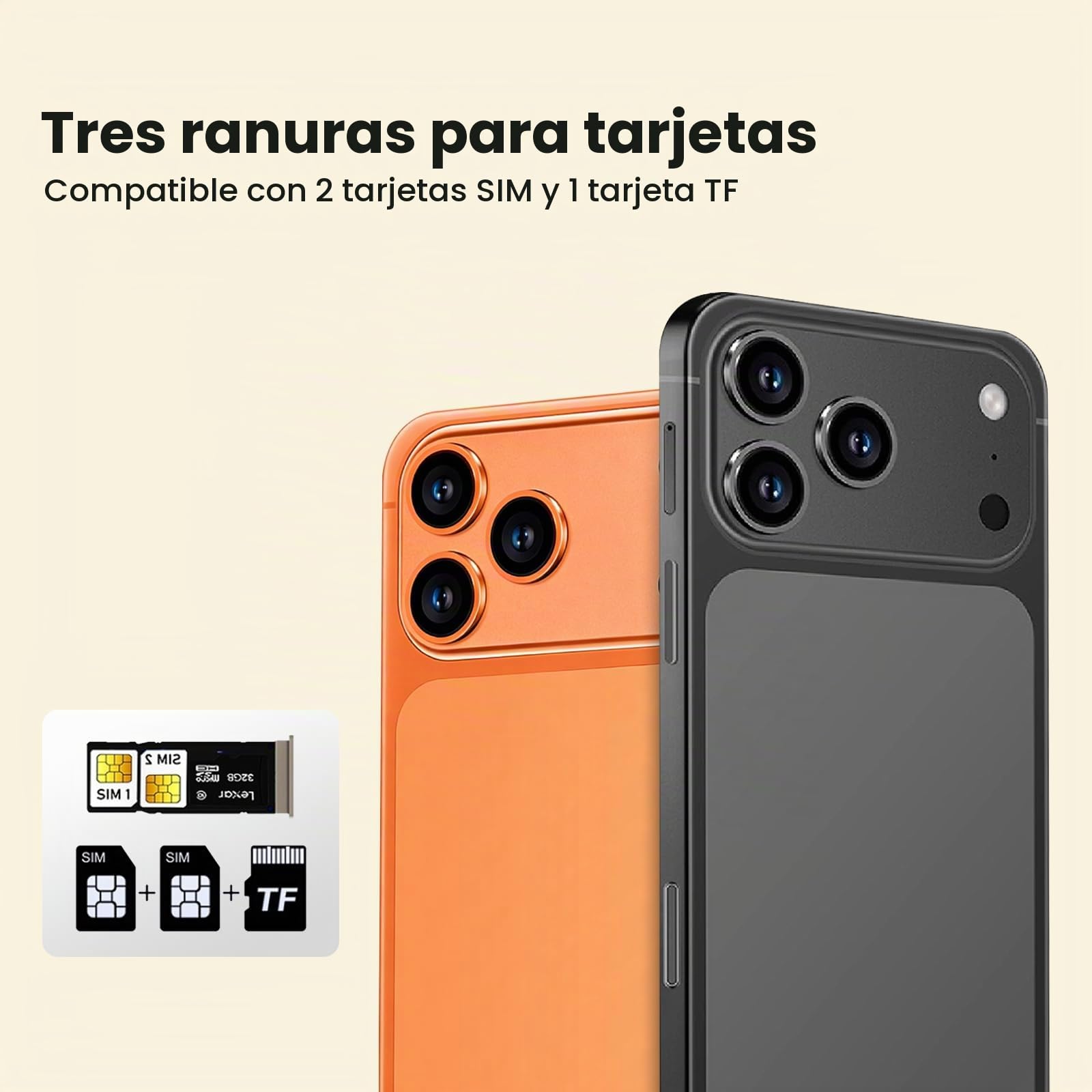Desbloquear el teléfono, pantalla de 6,6 pulgadas, teléfono inteligente 4G - LTE , Cámara doble, 3GB RAM, 16GB ROM, expansión 128GB, doble tarjeta SIM, adecuado para usuarios primarios (black)