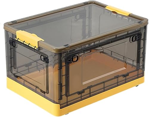 Fccabin Contenedores de almacenamiento apilables con tapas, 12.6 galones 50 cuartos de galón plegables con ruedas y diseño de puertas de tres