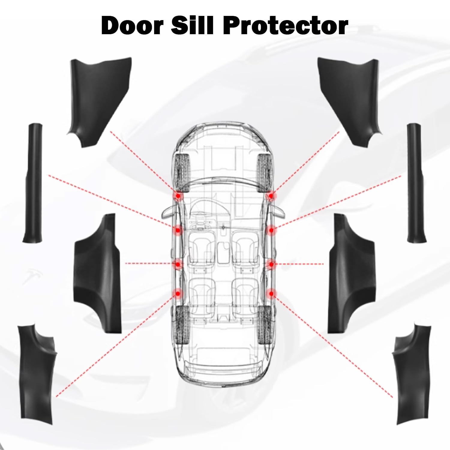 pour Tesla Model Y Juniper 2025-2026 Protections de Seuil de Porte Arrière, Protecteurs De Bord De Porte, Anti-Dérapantes Avant Et Arrière pour Model Y Juniper (Not fit 2026 Standard)