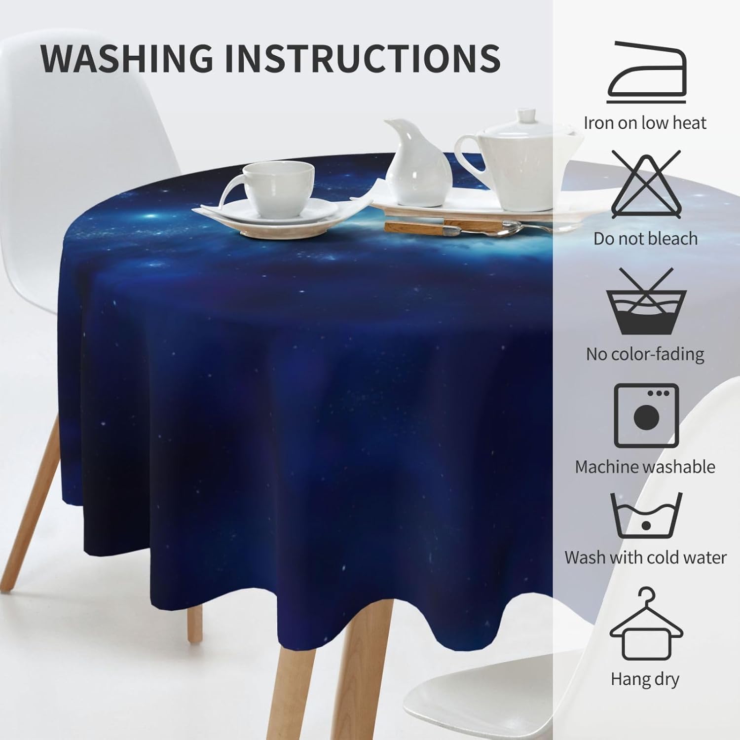 Galaxy Print Wrinkle Free Dining Table Cover for Birthday Party Farmhouse Tablecloths Up to 60 x 60 Inches
