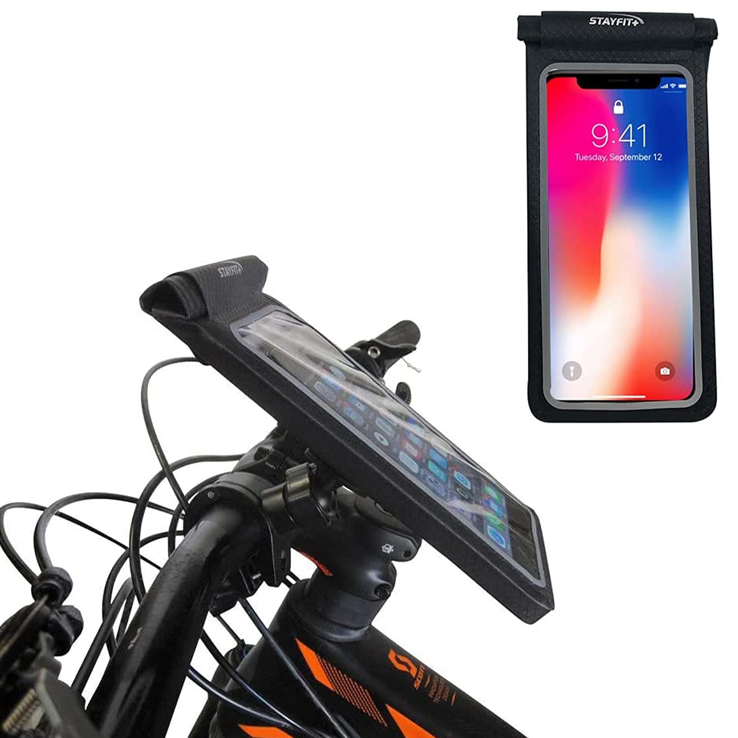 Stayfit [2 Pack] Waterproof Bike Front Phone Protection Pouch Case Holder Accessories, Outdoor Bag