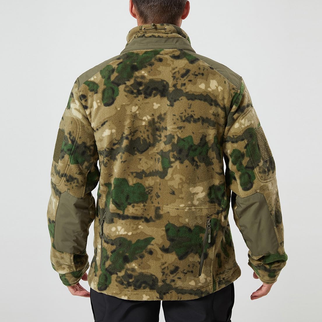 LANGWEI Giacca in Pile Mimetico da Uomo, con Cerniera Completa Morbida E Calda Copertura Softshell da Caccia