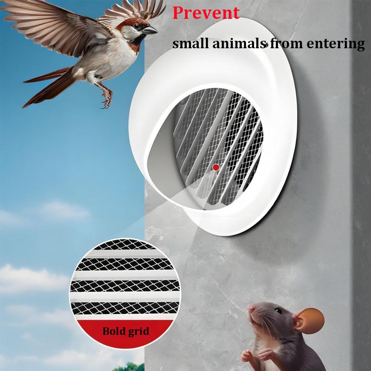 Griglia di Ventilazione in Acciaio Inox da 80 mm a 300 mm, griglia di Ventilazione Rotonda da 100 mm con Rete Anti-Insetti e Fibbia, griglia di Ventilazione in Acciaio Inox per Cucina, bagn