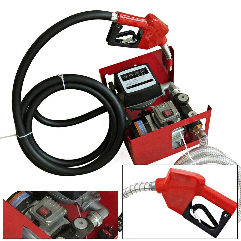 Pompe Murale 220V Essence et Gasoil avec Compteur Auto-Amorçante 60 L/min pour Fuel, Fioul et Huile