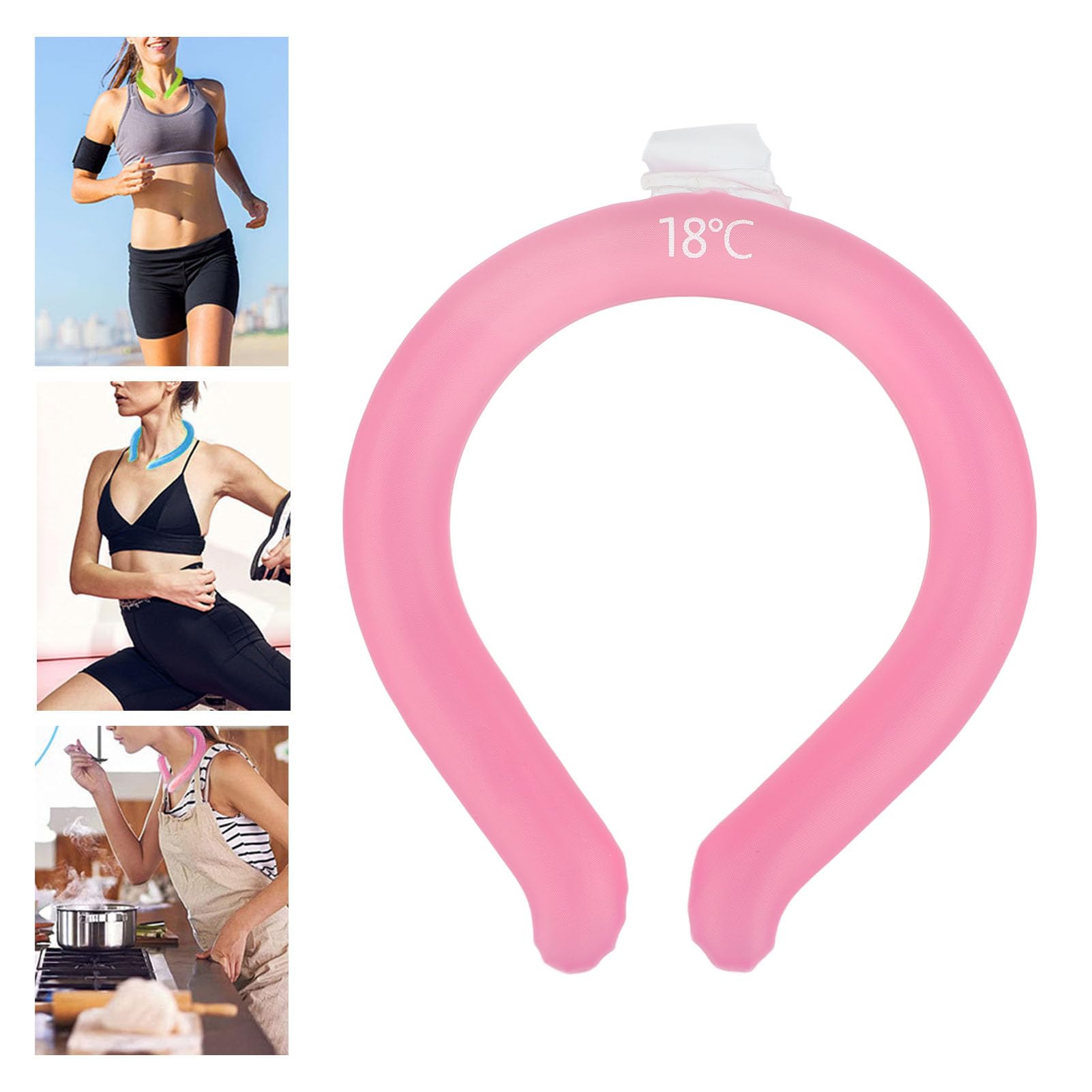 Nackenkühler, Neck Cooling Ring, Tragbare Folgen Sie dem Hals, um die Anlassende Kälte Wiederzuverwenden für Sommer (Rosa)