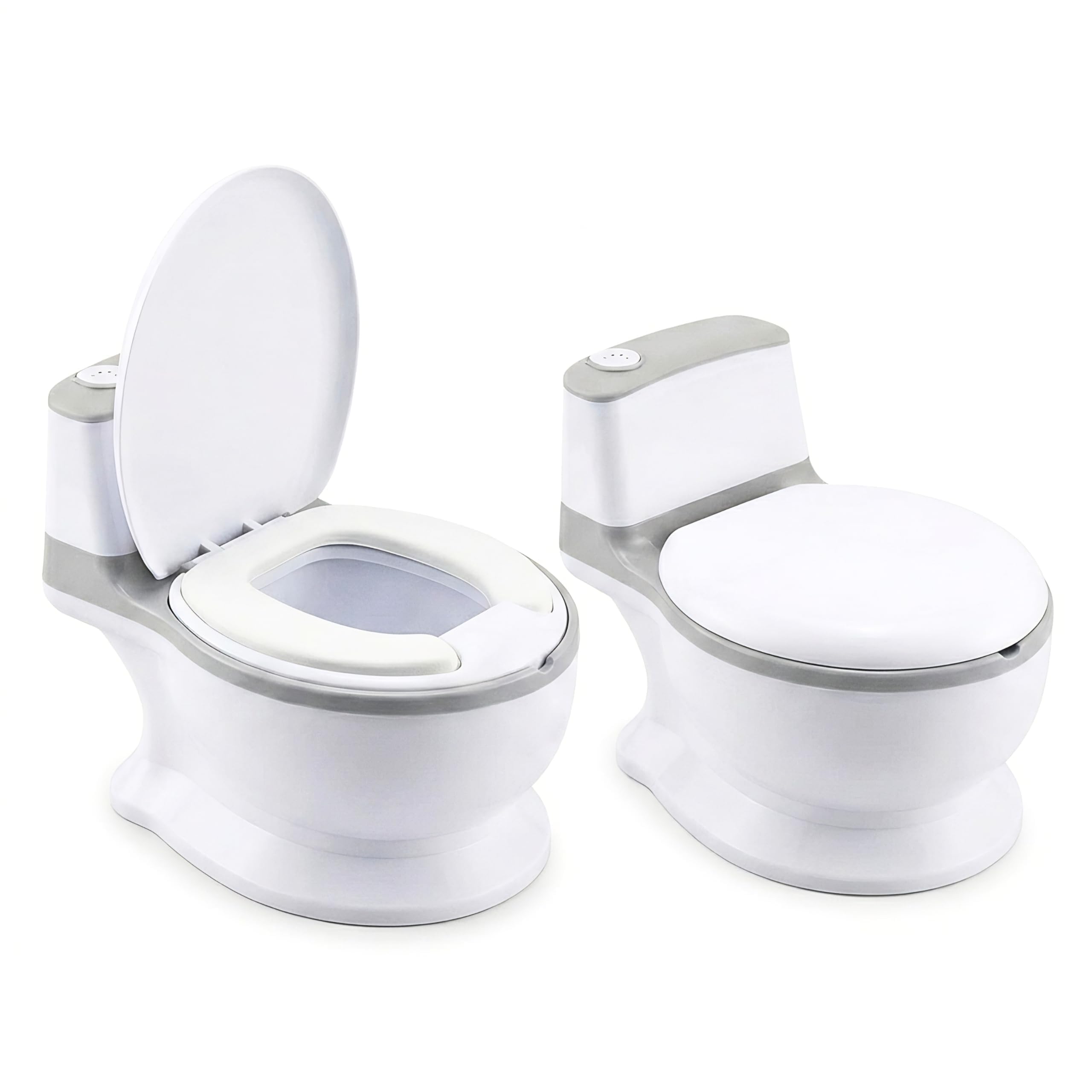 DIVCHI Baby Potty Training Toilet-Toddler Potty Chair with Flush Sound-Removable Bowl & Soft Cushion Seat-Kids Toilet Trainer for Boys & Girls-Realistic Potty Training Toilet (Grey)