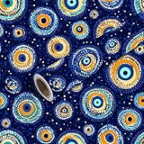 Kanworse 17.7'x118' Peel and Stick Wallpaper Evil Turkish Eyes Doodle Drawing Seamless Different Shapes Contact Paper Self Adhesive Removable Wallpaper Waterproof for Backsplash Bedroom Kitchen