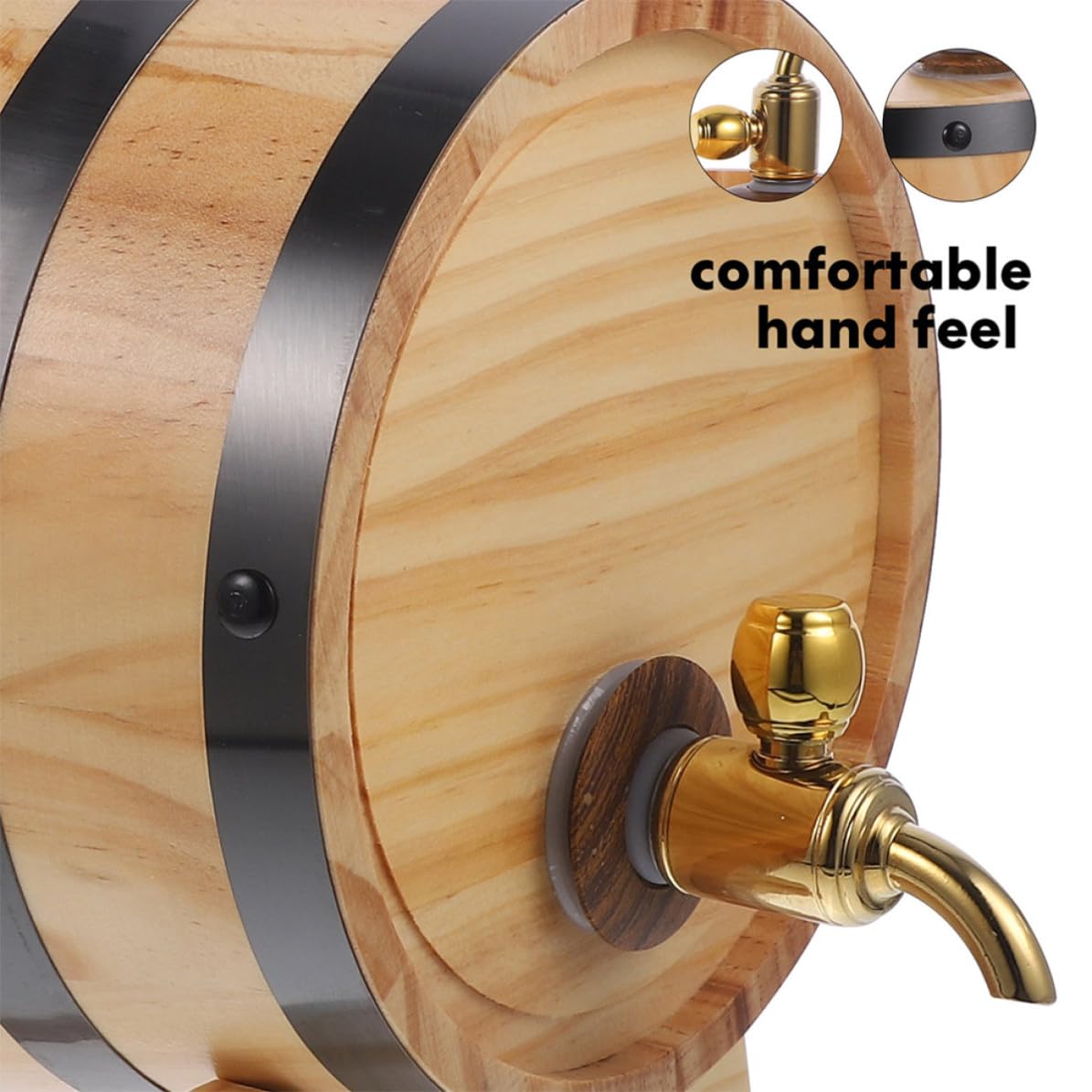 Mobestech Barril de Vino de Madera con Grifo, Acero Inoxidable, Hogar