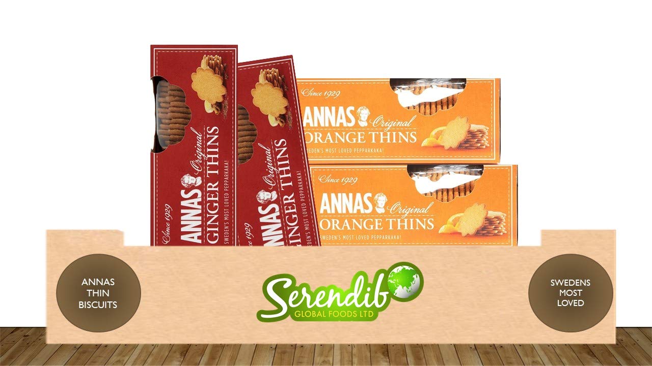 Swedish Original Ginger & Orange Thins Pack of 4 150g Each | Sweden's Most Loved Pepperakka | Traditional Cookies | Since 1929