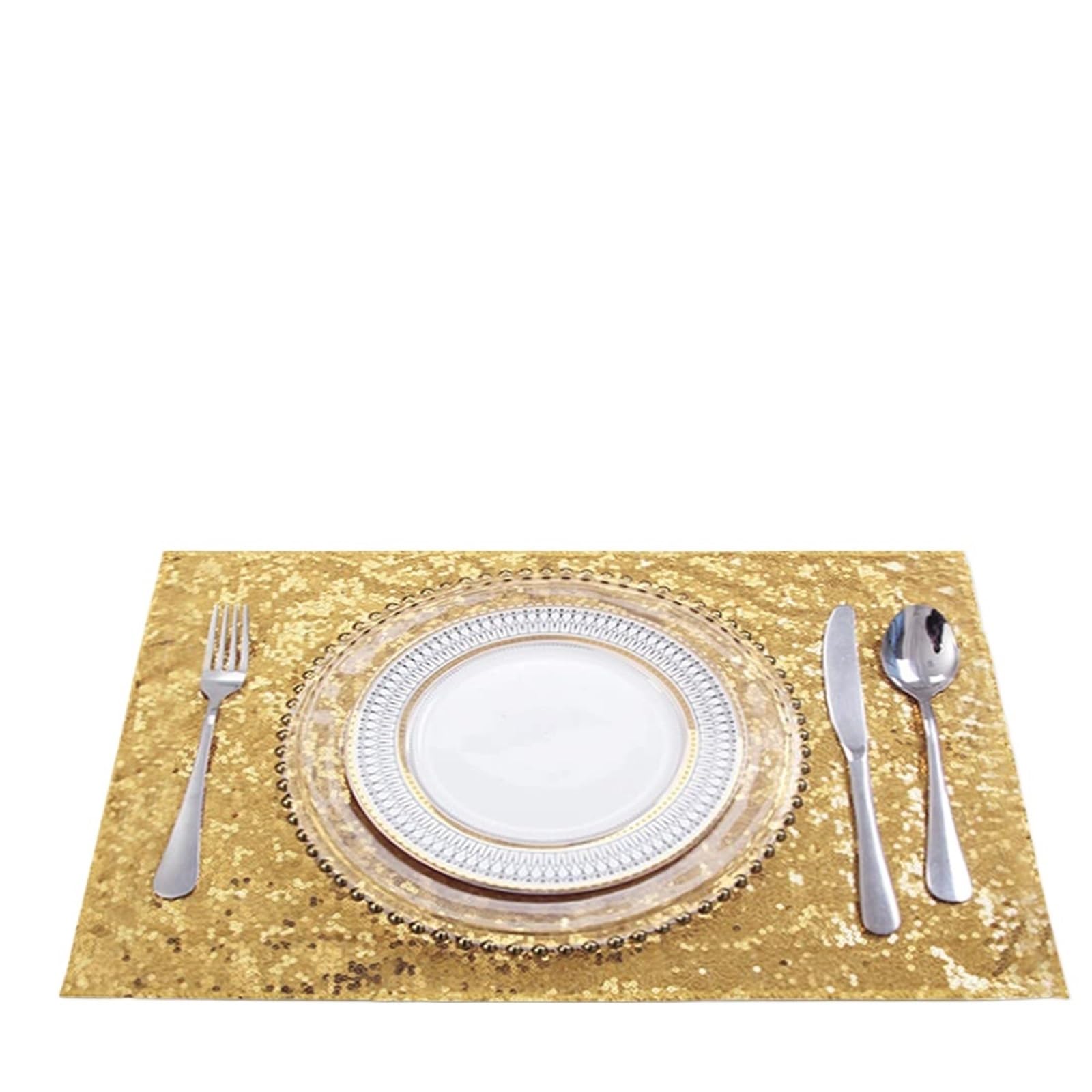 Placemats 10 Pieces Rectangle Placemat 35x45CM Sparkle Place Mats Glitter Bling Gold Silver Table For Kitchen Wedding Banquet