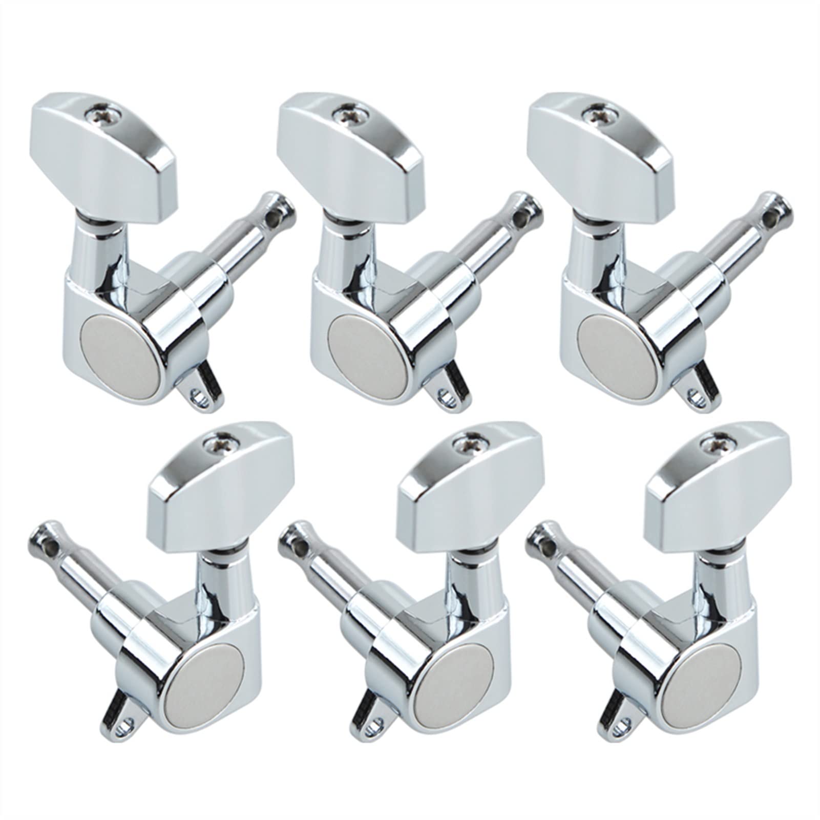 Mécanique Guitare Clés 1 Set De 6pcs Big Square Scelled Guitar Tuning Pegs Keys for Electric Guitar Black/Gold/Chrome (Color : Chrome 3R3L)