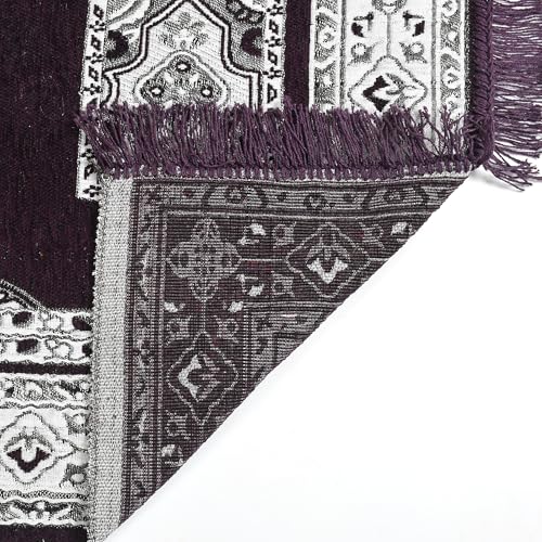 Image of Velvet Floral Janamaz Mat | Prayer Mat /Meditation Janamaz for Namaz /Meditation Mat /Muslim| Size 27x50| Washable Soft Prayer Mat (Purple)
