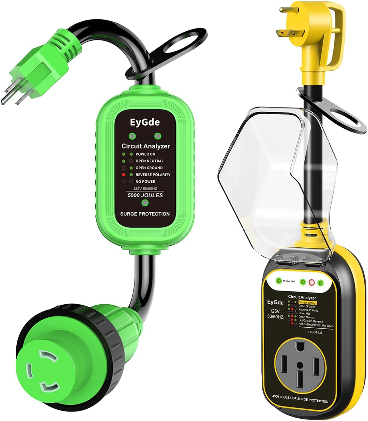 EyGde 30 Amp to 15 Amp 110 RV Adapter with Surge Protector+30 Amp to 50 Amp RV Adapter with Surge Protector