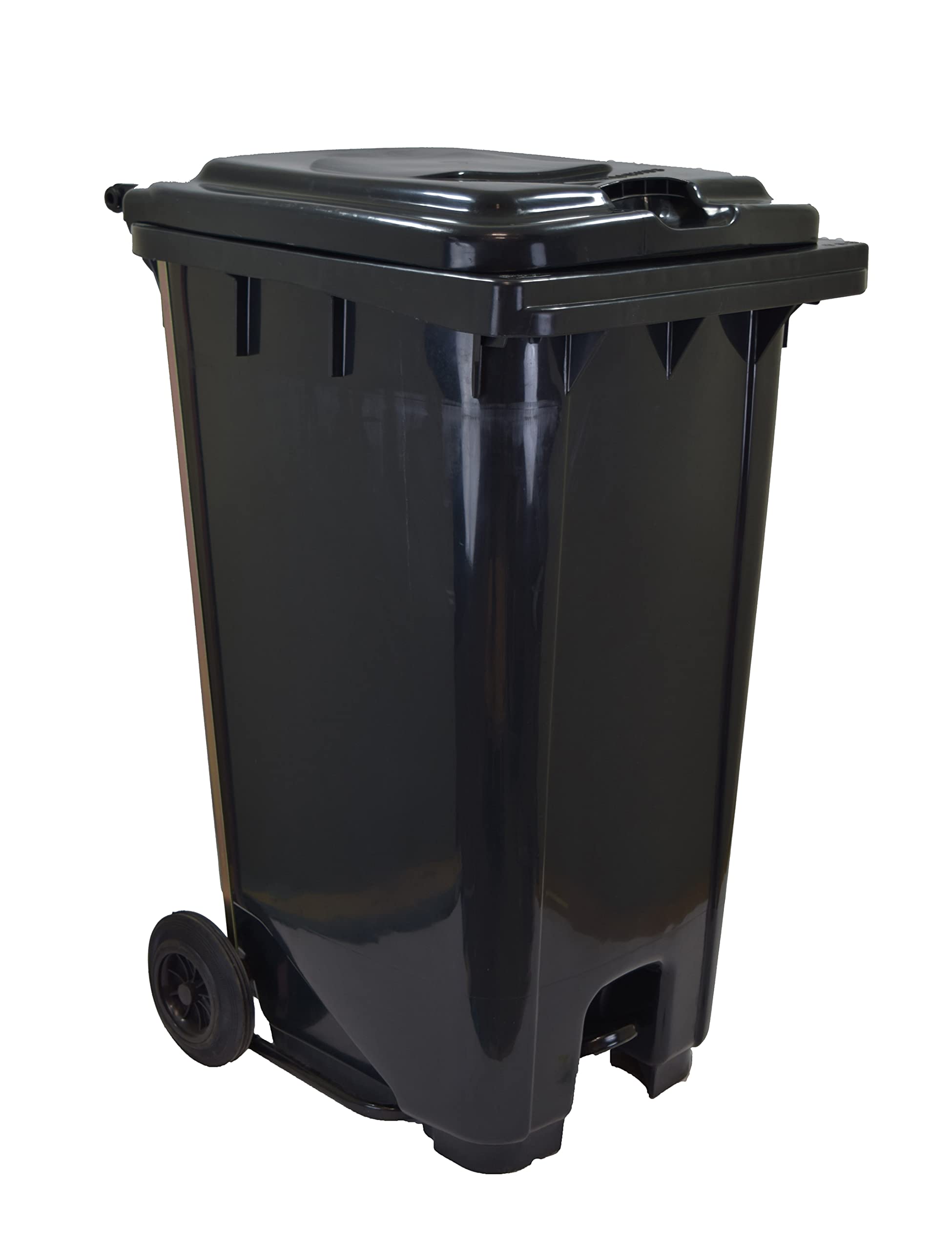 240L Industrial Waste Bin with Pedal & Wheels (Black)