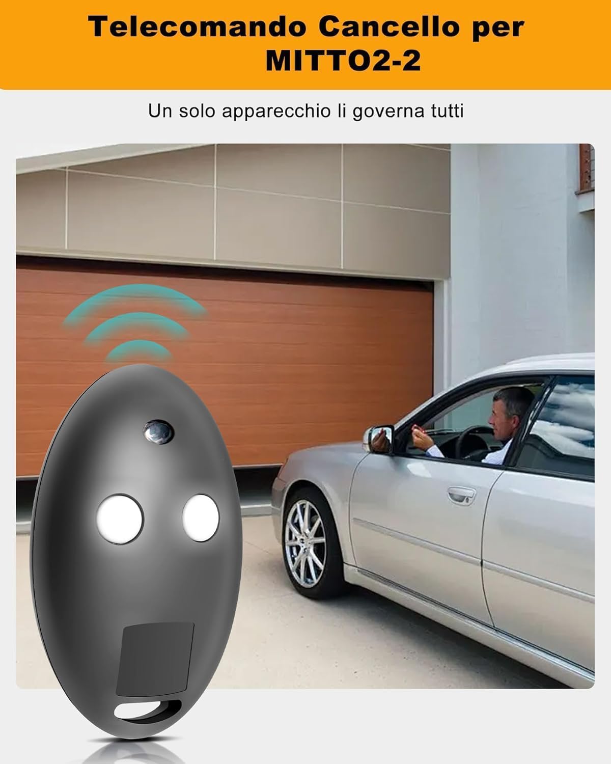 2PCS Telecomando Cancello, Compatibile con BFT MITTO2, 433,92MHz 2 Canali, Telecomando Porta Garage per MITTO2- Mitto2 M Rolling Code, per MITTO 2B RCB