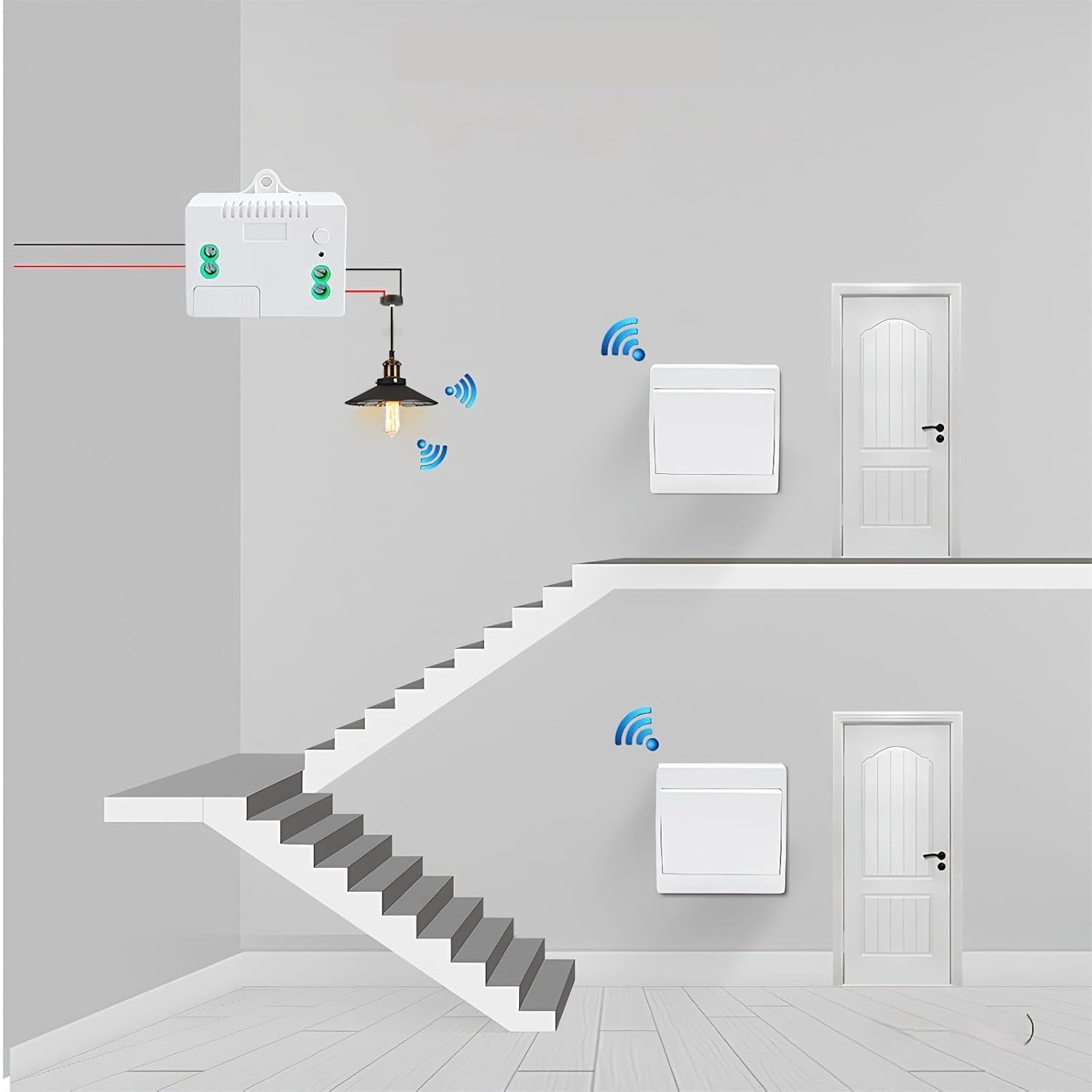 Mengshen Wireless Light Switch No Battery Need Remote Control Light Wall Switch Suitable for LED Lights Ceiling Lighting Equipment Fans